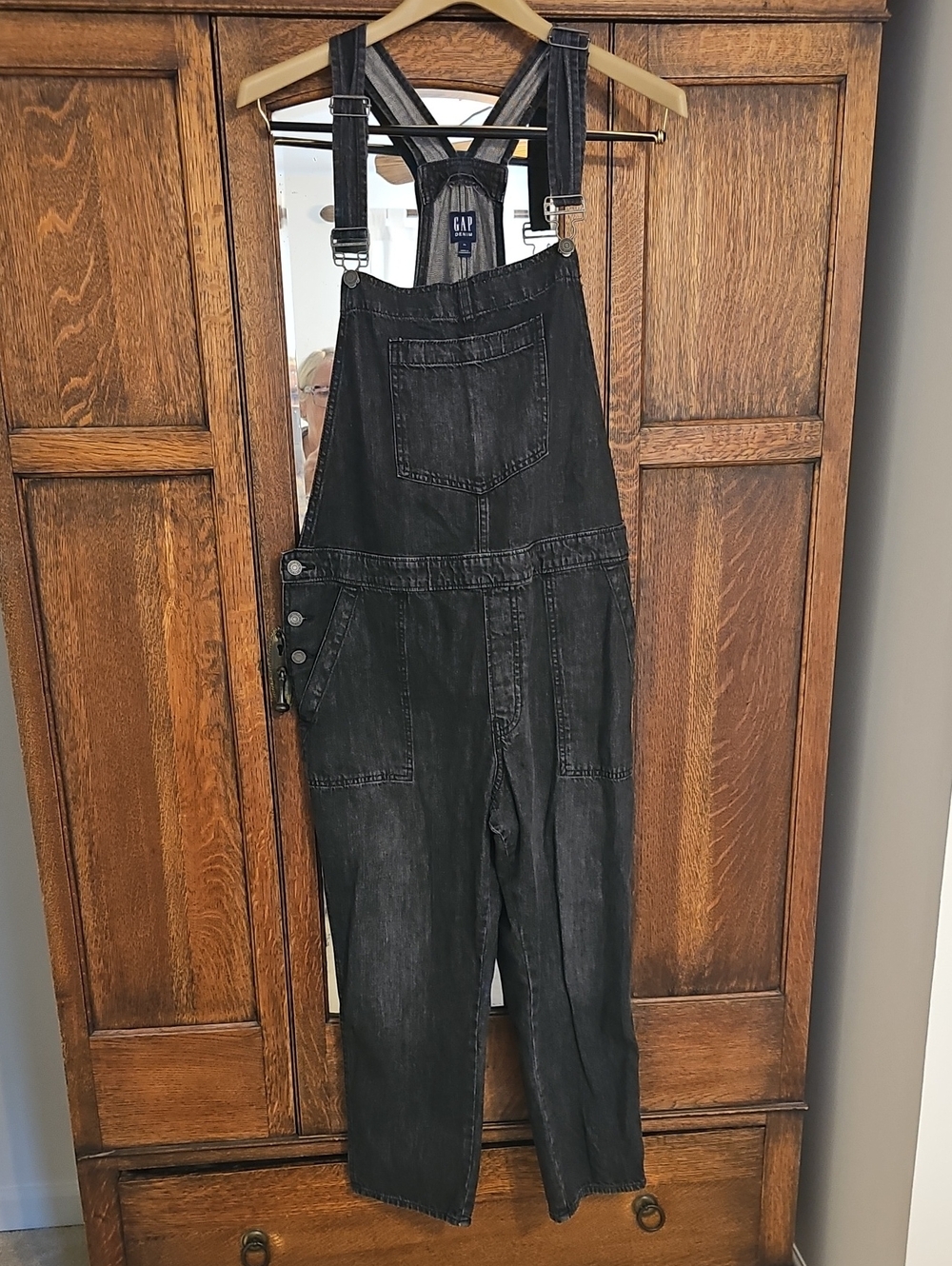 GAP Black Washed Denim Overalls